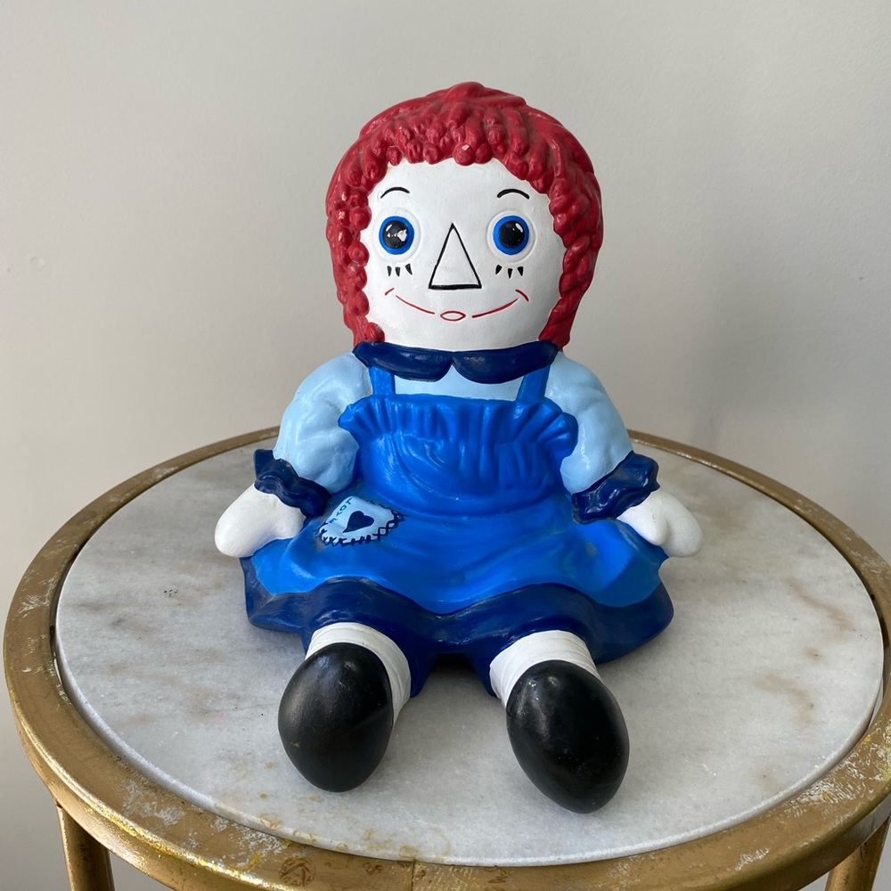 Vintage ceramic hand painted Raggedy Ann statue